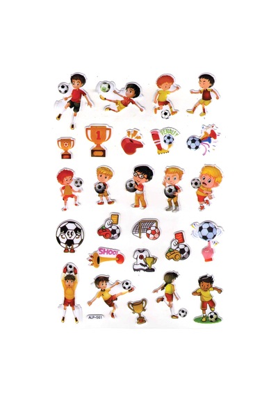 Sticker Kabartmalı A4 Boyutunda Stiker Defter, Planlayıcı Etiket- Lim561 - Sarı Kırmızı Futbol Çok Renkli