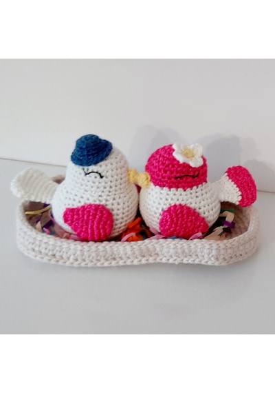 Amigurumi Örgü Oyuncak Sevgili Kuşlar Çok Renkli