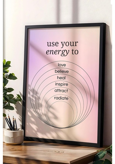 Use Your Energy To Love Çerçeveli Tablo Aura Enerji Renkleri - Enerjinizi Sevgiye Kullanın