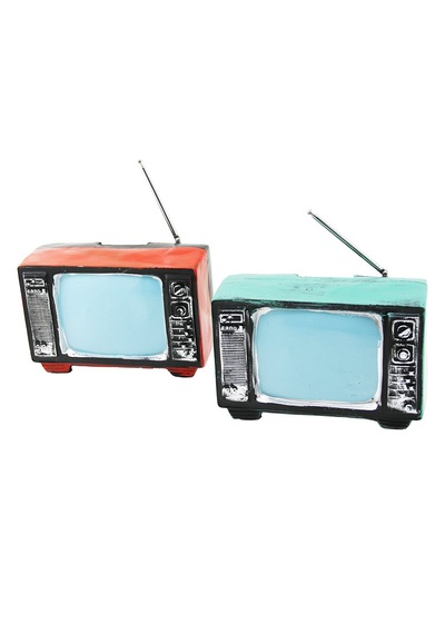 Lunaev Televizon Vintage Dekoratif Biblo - Kumaraba Renkli 17x11x10.5 Cm Reçine
