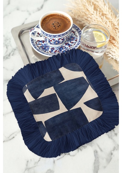 Geometrik Lüks Saçaklı Sunum Peçetesi - Soyut Modern Lacivert Krem Desenli Kahve Sunum Mendili Canlı Toprak Taş Geometrik Lüks Saçaklı Sunum Peçetesi - Soyut Modern Lacivert Krem Desenli Kahve Sunum Mendili Canlı Toprak Taş