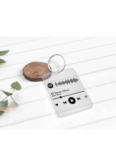 Kişiye Özel Spotify Barkodlu Şeffaf Pleksi Anahtarlık