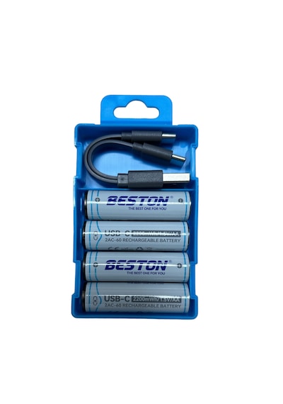 Beston Usb 1.5v Aa Lithium Şarjlı Pil Yüksek Kapasiteli Usb-c Şarjlı Aa Pil 4'lü 2200mah