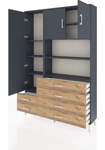 Arges Dolap 8 Raflı 6 Çekmeceli 3 Kapaklı 132x30x195 Antrasit-antrasit/çam Antrasıt/atlas Çam Arges Dolap 8 Raflı 6 Çekmeceli 3 Kapaklı 132x30x195 Antrasit-antrasit/çam Antrasıt/atlas Çam