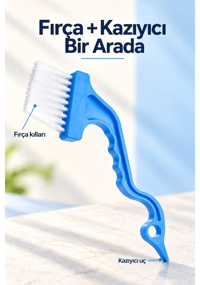 Dip Köşe Kenar Temizleme Fırçası Ve Derz Temizleme Seti