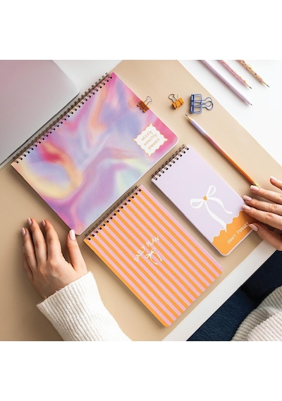 Haftalık Ve Günlük 3 Lü Masaüstü Süresiz Planlayıcı Set - Soyut Çok Renkli