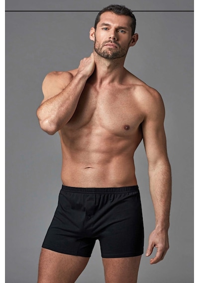 Dagi 1220 Erkek 2'li %100 Pamuk Penye Boxer-siyah Siyah