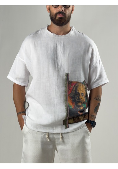 Cocopelli Portre Buldan Bej Erkek T-shirt Coc3265