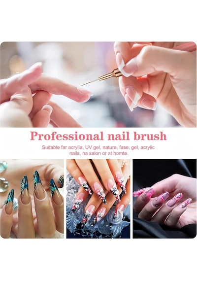 Lulaa Nail Art Liner Fırçalar Boyama Detay Tırnak Fırçaları Nail Art Süsleyen Black