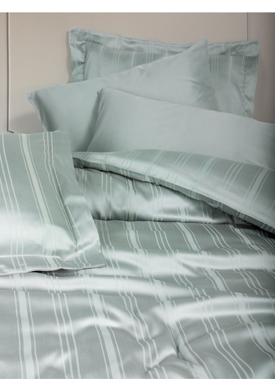 Cotton Box Smart Bambu Saten Çift Kişilik Nevresim Takımı Stripe Mint