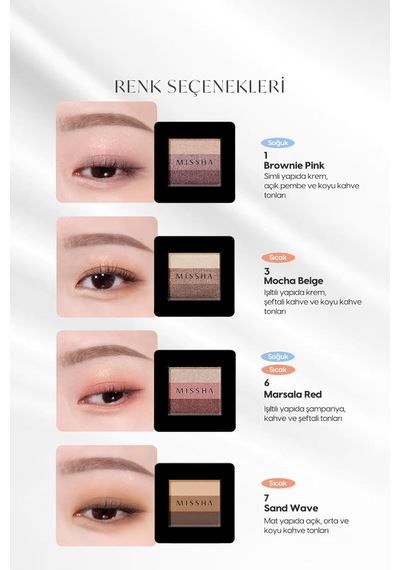 Mıssha Yumuşak Dokulu, Dökülme Yapmayan 3 Renkli Göz Farı Triple Shadow No.6 Marsala Red Genel