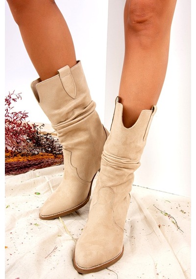 Fox Shoes Vizon Süet Kadın Bot J404040002