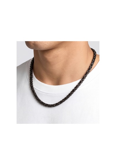 Sertifikalı Semtim Royal 5 Mm Siyah Kral Zincir Çelik Erkek Kolye 55 Cm