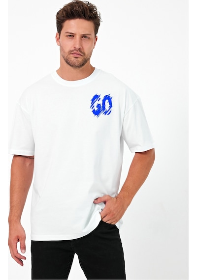 Urbantrendstore Go Away Unisex Sade Basic Yazlık Beyaz Tshirt Oversize Fit Rahat Geniş Salaş T-shirt Günlük Tişört