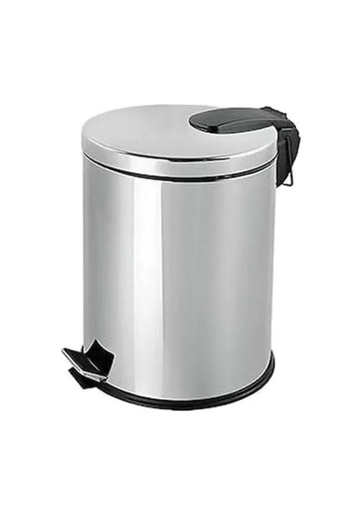 Efor Paslanmaz 430 Krom Metal İç Kovalı Pedallı Ofis Banyo Mutfak Çöp Kutusu Kovası 20 L Krom