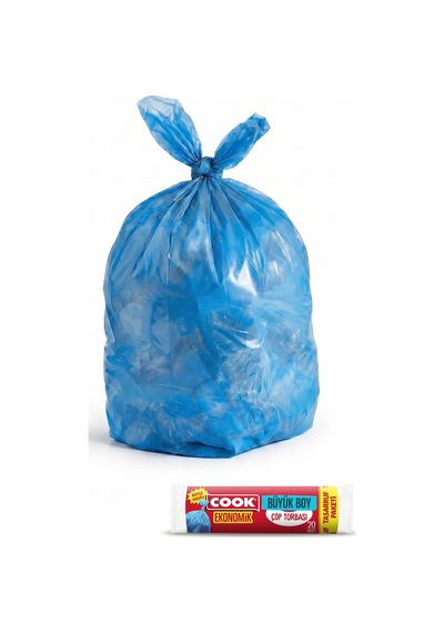 Cook Eko Çöp Torbası, Büyük Boy, 65 X 77 Cm, 20 Yaprak, Mavi