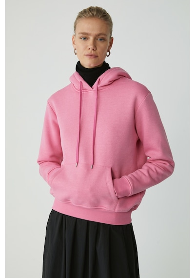 Ethıquet Diane Kadın İçi Polarlı Yumuşacık Comfort Fit Kapüşonlu Pembe Sweatshirt Mavi