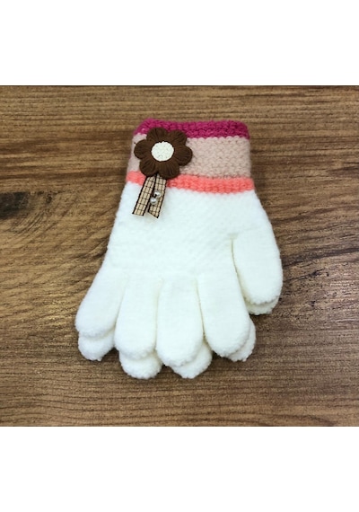 Kitti 3-6 Yaş Kız Çocuk Örme Eldiven K25220-02 Ekru