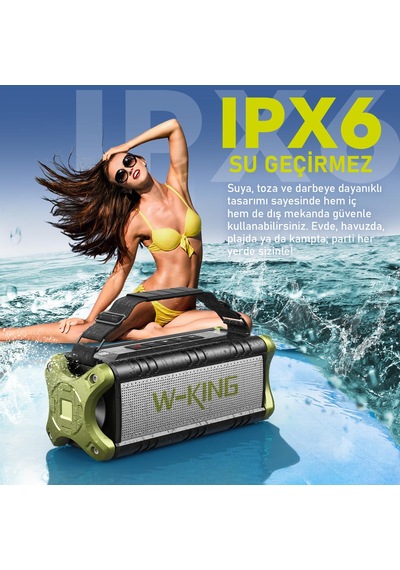 W-kıng D8-1 Bluetooth Hoparlör, 90w Ultra Bass Boombox, 40 Saat Çalma Süresi, Ipx6 Suya Dayanıklı, K