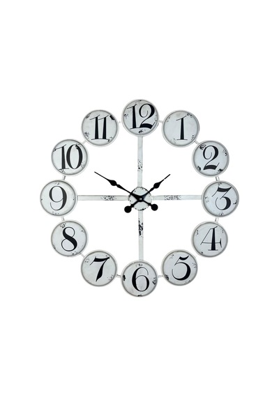 Rustik Beyaz 80 Cm Metal Duvar Saati