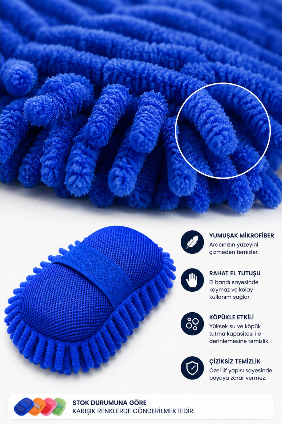 Mikrofiber Püsküllü Premium Oto Araba Yıkama Eldiveni