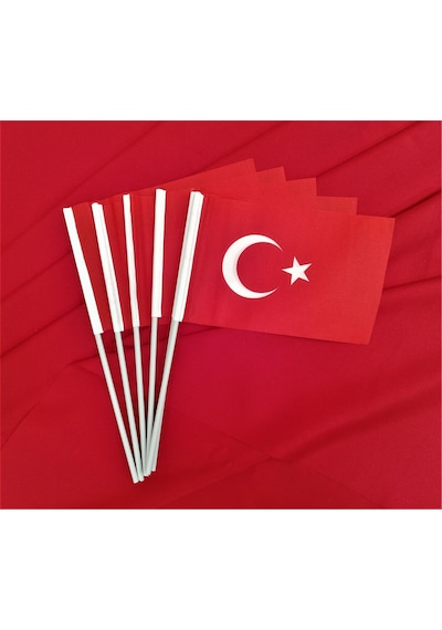 Çubuklu Türk Bayrağı 10 Adet 15 x 22.5 CM