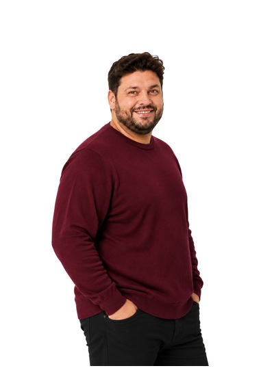 Battalmoda Erkek Büyük Beden Bordo Bisiklet Yaka Pamuklu Kazak 3xl-4xl-5xl-6xl