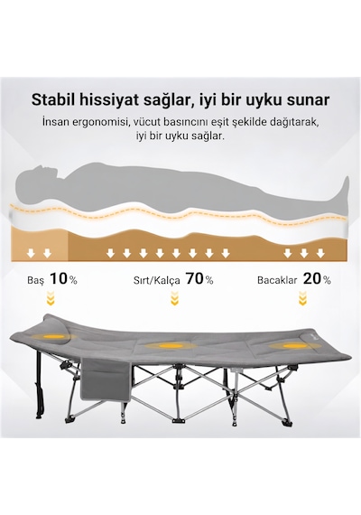 Kingcamp Oak C10 Plus Ultra Konforlu Dolgulu Portatif Kampet Gri