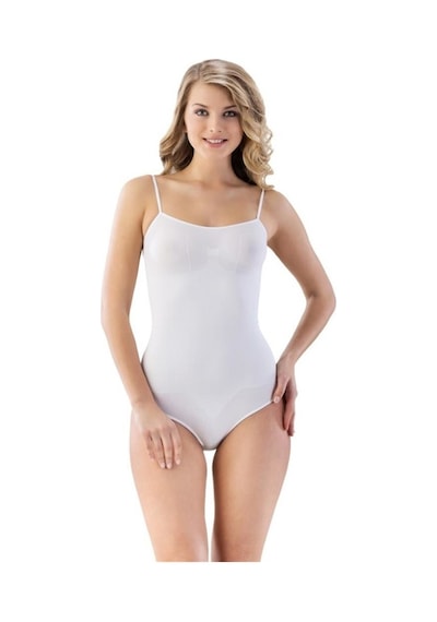 Emay 1923 İp Askılı Çıtçıtlı Ripli Body Beyaz