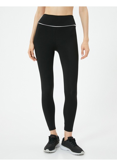 Koton Spor Tayt Yüksek Bel Çizgi Detaylı Slim Fit Siyah 4sak40336nk