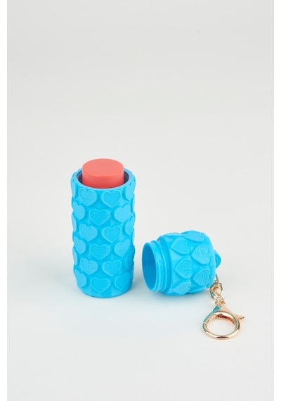 Vivaq Kalp Desenli Bebe Mavi Ruj Lip Gloss Kılıfı 3d Baskı Charm Çanta Aksesuarı Anahtarlık