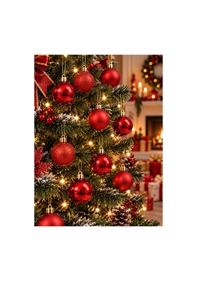 Yeni Yıla Özel 12 Parça Yılbaşı Çam Ağacı Topları Kırmızı Renkli Noel Ağacı Süs Topları 4 Cm Diğer