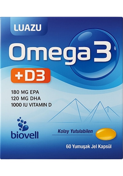 Biowell Luazu Omega 3 + D3 60 Yumuşak Jel Kapsül X 2 Adet