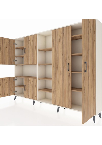 Arges Dolap 13 Raflı 6 Kapaklı 220x30x163 Aytaşı-çam Aytaşı-çam