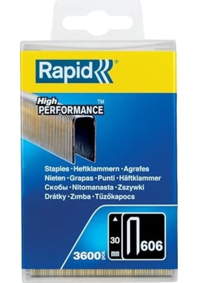 Zımba Teli Tip 606, 30 Mm Zımba, 3.600 Adet Plastik Kutu, Ahşap İçin Dar Sırt Mandalları, Reçine Yüzeyli