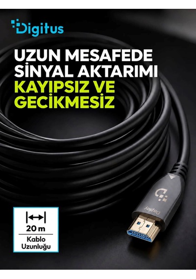 Digitus 20 Metre Hdmı Aoc Hibrit Fiber Optik Kablo 8k 60hz Uhd 48 Gbps Hdr