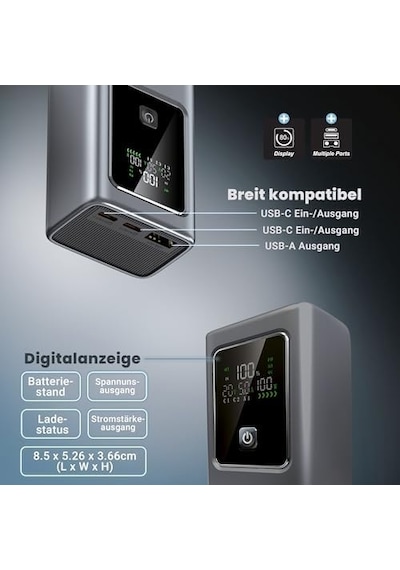 Patona 4238 Platinum Powerbank, 10000mah Taşınabilir Şarj Cihazı, 35w Pd Hızlı Şarj, 2 Usb-c Ve 1 Usb-a Portlu, Lcd Ekranlı Diğer