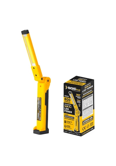 Sgs5056 Şarjlı Led Fener 800 Lümen Katlanır 3.7 Volt/ 2000 Mah Sarı