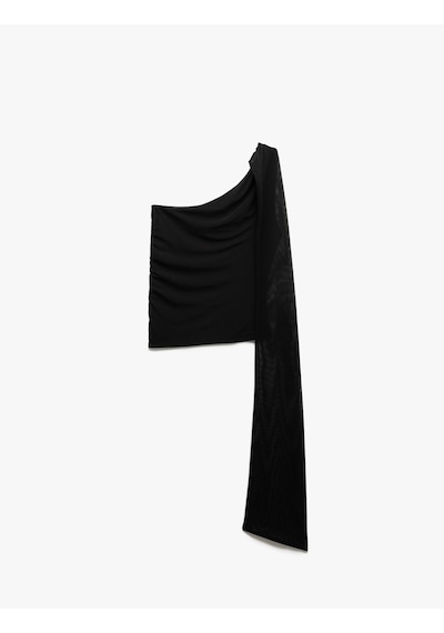 Koton Slim Fit Bağlama Detaylı Tül Detaylı Tek Omuz Bluz Siyah 5sak10497ek Siyah Koton Slim Fit Bağlama Detaylı Tül Detaylı Tek Omuz Bluz Siyah 5sak10497ek Siyah