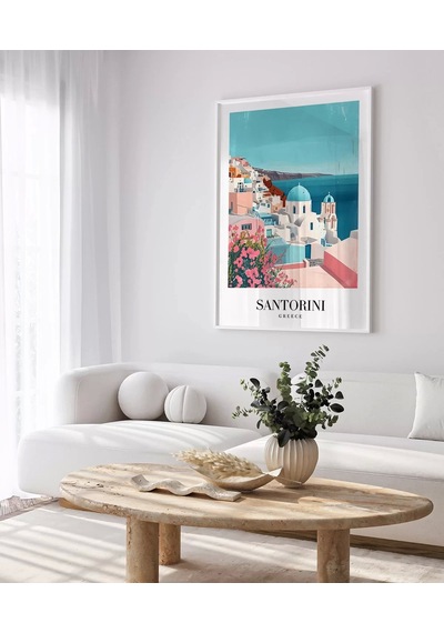 Çerçevesiz Poster Santorini'nin Masmavi Hayalleri