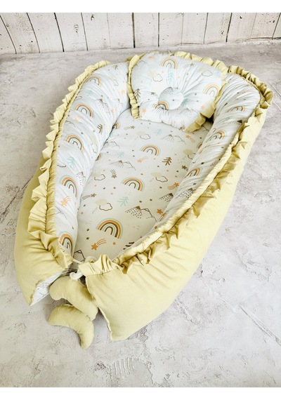 Baby Nest Gökkuşağı Fırfırlı Ortopedik Çift Taraflı Bebek Yatağı
