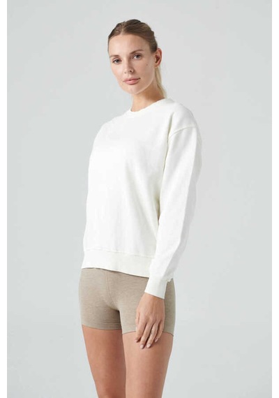 Jerf Lydney Kadın Sıfır Yaka Sweatshirt Krem 001