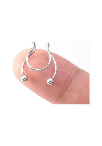 Fake Septum Piercing Unisex Deliksiz Burunlar Için Paslanmaz Çelik Gümüş - 561959076 Gümüş