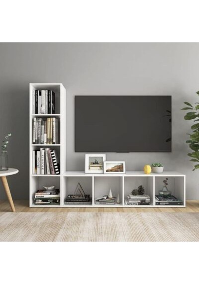 Tdesıgno Yağmur Kitaplıklı Televizyon Sehpası - Ünitesi -kitaplık-beyaz 150 Cm 8 Raflı Beyaz Tdesıgno Yağmur Kitaplıklı Televizyon Sehpası - Ünitesi -kitaplık-beyaz 150 Cm 8 Raflı Beyaz