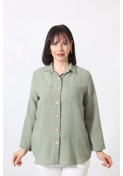 Moda Berray Myb-077 Mint Yeşili Pamuk Keten Kolu Apoletli İki Cepli Kadın Büyük Beden Gömlek Mint Yeşili Moda Berray Myb-077 Mint Yeşili Pamuk Keten Kolu Apoletli İki Cepli Kadın Büyük Beden Gömlek Mint Yeşili