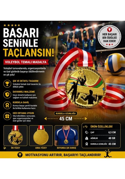 Avessa Mad-vol-2 Voleybol Figürlü Madalya 6,5 Cm Çok Renkli