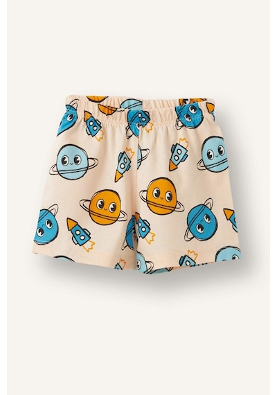 Defacto Desenli Kısa Kollu Üst Şort Alt 2li Pijama Takımı Erkek Bebek H5392a526hsog614 Turuncu-og614