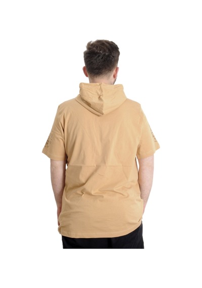 Mode Xl Büyük Beden Erkek T-Shirt Kapşonlu Born To Be Wıld 23122 Bej 001