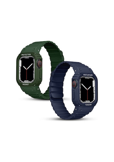 Apple Uyumlu Watch  7 41mm Kd-142 Airbag Tasarımlı Kasa Koruyuculu Silikon Kordon