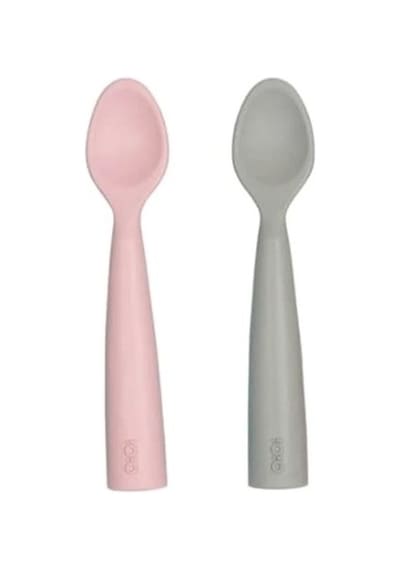 Oioi Nam Nam 2'li Silikon Mama Kaşığı - Pinky Pink / Powder Grey Gri - Pembe